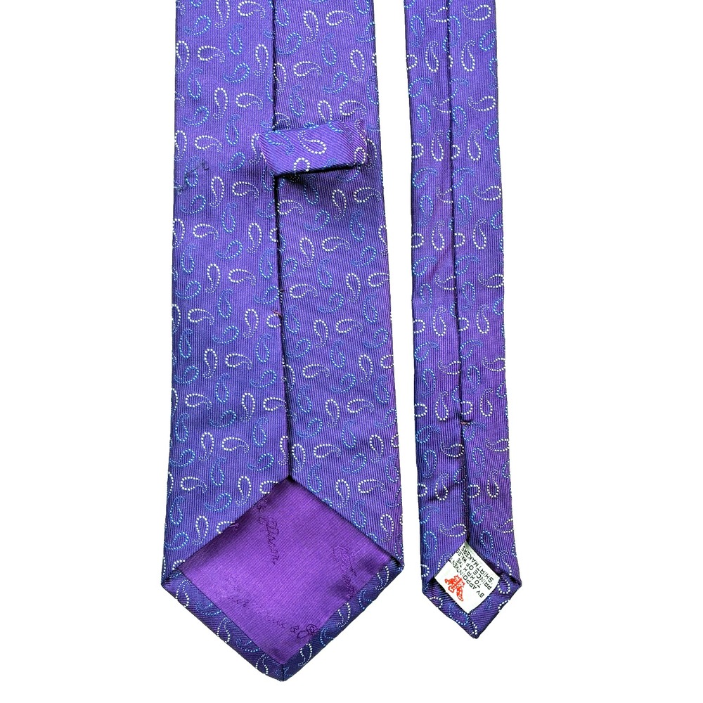 Turnbull & Asser Silk Tie Violet Paisley Pattern Trad Luxury Designer England UK - Picture 4 of 9